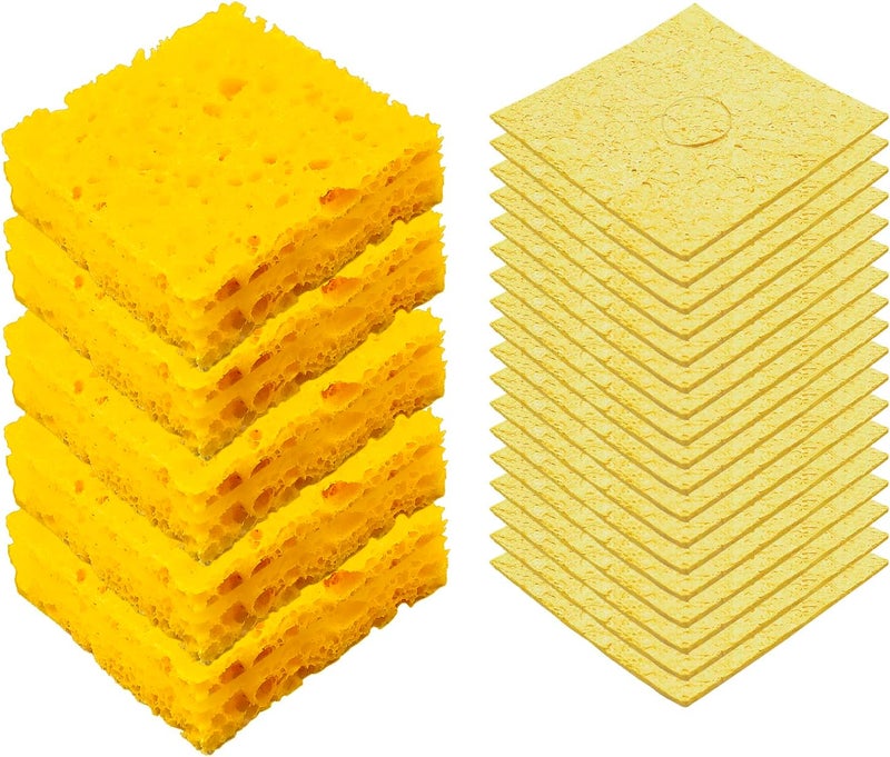 DaFuRui Store Soldering Sponge，30PCS 2.36" x 2.36" Replacement Welding Soldering Iron Tip Cleaning Pads Sponge Yellow Soldering Iron Special High Temperature Sponge - Image 1